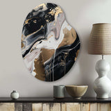 Back And Gold Marble Medley III - Asymmetric Metal Wall Art