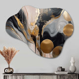 Grey And Gold Captivating Marble - Asymmetric Metal Wall Art