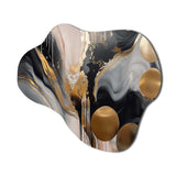 Grey And Gold Captivating Marble - Asymmetric Metal Wall Art