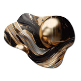 Gold And Black Captivating Marble I - Asymmetric Metal Wall Art