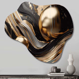 Gold And Black Captivating Marble I - Asymmetric Metal Wall Art