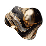 Gold And Black Captivating Marble I - Asymmetric Metal Wall Art