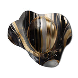 Gold And Black Captivating Marble III - Asymmetric Metal Wall Art