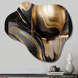 Gold And Black Captivating Marble IV - Asymmetric Metal Wall Art