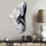 White And Grey Captivating Marble II - Asymmetric Metal Wall Art