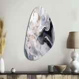 White And Grey Captivating Marble II - Asymmetric Metal Wall Art