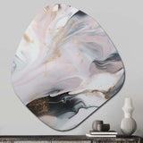 White And Grey Ripples Of Stone II - Asymmetric Metal Wall Art