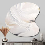 White And Gold Ripples Of Stone - Asymmetric Metal Wall Art