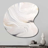 White And Gold Ripples Of Stone - Asymmetric Metal Wall Art