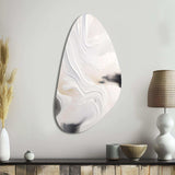 White And Gold Ripples Of Stone - Asymmetric Metal Wall Art