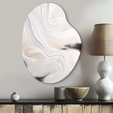 White And Gold Ripples Of Stone - Asymmetric Metal Wall Art