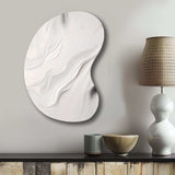 White And Grey Ripples Of Stone V - Asymmetric Metal Wall Art