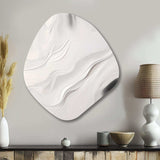 White And Grey Ripples Of Stone V - Asymmetric Metal Wall Art