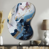 Blue And White Enigmatic Stones II - Asymmetric Metal Wall Art