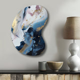 Blue And White Enigmatic Stones II - Asymmetric Metal Wall Art