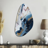 Blue And White Enigmatic Stones II - Asymmetric Metal Wall Art