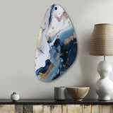 Blue And White Enigmatic Stones II - Asymmetric Metal Wall Art