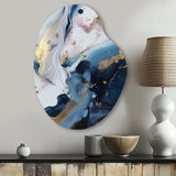 Blue And White Enigmatic Stones II - Asymmetric Metal Wall Art