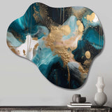 Green And Gold Mysterious Marble II - Asymmetric Metal Wall Art