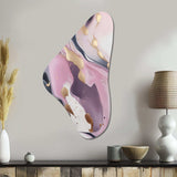 Pink And Gold Mysterious Marble V - Asymmetric Metal Wall Art