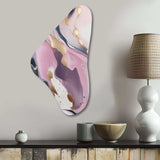 Pink And Gold Mysterious Marble V - Asymmetric Metal Wall Art