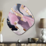 Pink And Gold Mysterious Marble V - Asymmetric Metal Wall Art