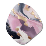 Pink And Gold Mysterious Marble V - Asymmetric Metal Wall Art