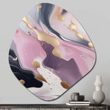 Pink And Gold Mysterious Marble V - Asymmetric Metal Wall Art