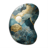 Blue And Gold Abstracted Harmonies Of Nature - Asymmetric Metal Wall Art