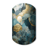 Blue And Gold Abstracted Harmonies Of Nature - Asymmetric Metal Wall Art