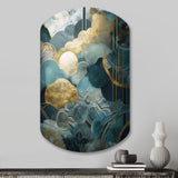 Blue And Gold Abstracted Harmonies Of Nature - Asymmetric Metal Wall Art