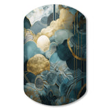 Blue And Gold Abstracted Harmonies Of Nature - Asymmetric Metal Wall Art