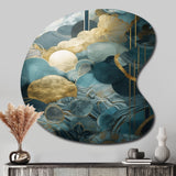 Blue And Gold Abstracted Harmonies Of Nature - Asymmetric Metal Wall Art