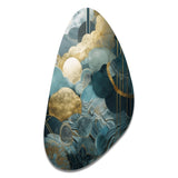 Blue And Gold Abstracted Harmonies Of Nature - Asymmetric Metal Wall Art