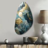 Blue And Gold Abstracted Harmonies Of Nature - Asymmetric Metal Wall Art