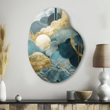 Blue And Gold Abstracted Harmonies Of Nature - Asymmetric Metal Wall Art