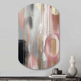 Pink Gold Circle Complexity - Asymmetric Metal Wall Art