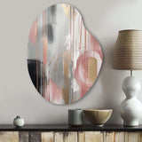 Pink Gold Circle Complexity - Asymmetric Metal Wall Art