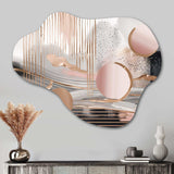 Pink Rosegold Circle Chaos IV - Asymmetric Metal Wall Art