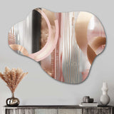 Pink Rosegold Circle Chaos V - Asymmetric Metal Wall Art