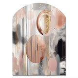 Pink Stripes And Lines Modern Art II - Asymmetric Metal Wall Art