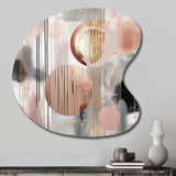 Pink Stripes And Lines Modern Art II - Asymmetric Metal Wall Art