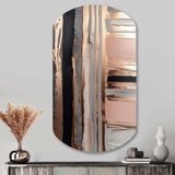 Rosegold And Pink Forms In Contemporary I - Asymmetric Metal Wall Art