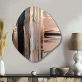 Rosegold And Pink Forms In Contemporary I - Asymmetric Metal Wall Art