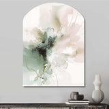 Green And Cream Essence Of Modernity I - Asymmetric Metal Wall Art