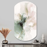 Green And Cream Essence Of Modernity I - Asymmetric Metal Wall Art