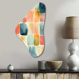 Orange Fun Pattern Of Shapes III - Asymmetric Metal Wall Art