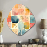 Orange Fun Pattern Of Shapes III - Asymmetric Metal Wall Art