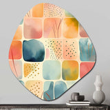 Orange Fun Pattern Of Shapes III - Asymmetric Metal Wall Art