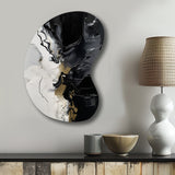 Black Textured Splash Paint Art I - Asymmetric Metal Wall Art